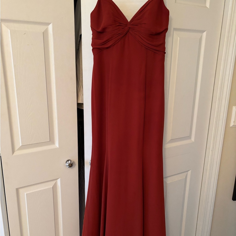 Hayley Paige Autumn Orange Evening Gown
